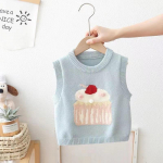 Mergaičių megztos mielos liemenės berankoviai megztiniai džemperiai mergaitėms vaiki&scaron;kos liemenės korėjieti&scaron;ko stiliaus pavasario ruduo 0-6 m. 80 mėlyna