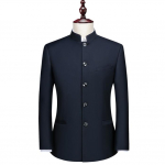 Vyri&scaron;kas tunikos stiliaus &scaron;varkas su kinų mandarinų kalbos stovima apykakle, kini&scaron;kas vestuvinis suknelės pokylių stiliaus &scaron;varkas, kini&scaron;ko stiliaus, 4XL dydžio M tamsiai mėlyna spalva