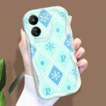 Mielas animacinio ra&scaron;to kreminės tekstūros korpusas, banguotas kra&scaron;tas, mink&scaron;tas silikoninis dangtelis, skirtas Xiaomi Redmi Redmi 13 5G skaidri