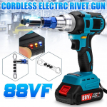 AC 110-240V 88VF Be&scaron;epetėlis Akumuliatorinis Kniedės Veržlių Pistoletas Grąžtas 2.4~5.0mm Automatiniai Kniedijimo Pistoletai Aklų Kniedžių Įrankis su 18V Baterija Only machine