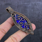 Natural Lapis Lazuli Gemstone Copper Wire Wrap Jewelry Pendant 3.23 a2r33