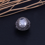 Natural White Topaz Gemstone Handmade 925 Sterling Silver Ring Size 6.25 w5f11