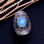 Natural Blue Chalcedony Gemstone 925 Sterling Silver Ring Size 11.75 h8u28