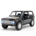 1/18 LADA NIVA klasikinis žaislinis liejimo lydinio didelio modeliavimo automobilio modelis su garsu ir &scaron;viesa atsitraukiama transporto priemonės žaislų modelio berniuko dovana juoda