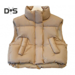 Žieminis moteri&scaron;kas paltas apykakle su užtrauktuku ilgomis rankovėmis grynos spalvos vėjui atsparus &scaron;ilumą sulaikantis pamink&scaron;tintas pūkinis paltas Vyri&scaron;kas plonas lauko striukė M balta