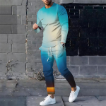 Vyri&scaron;ki laisvalaikio mar&scaron;kinėliai ilgomis rankovėmis ir megztiniai 2 dalių sportinės aprangos komplektas Vyri&scaron;kas sportinis kostiumas su apykakle, bėgiojantis gatvės apranga Summer S