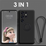 Skysto silikono telefono dėklas, skirtas Samsung Galaxy S21 S20 FE S24 S23 S22 Plus Note 20 Ultra Cover su magnetiniu žiedo laikiklio dirželiu Samsung Note 20 Ultra balta