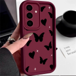 Prabangus Butterfly Love Hearts Pattern Matinis telefono dėklas, skirtas Samsung S25 Ultra S24 FE S23 S22 A54 A34 A55 A35 A52 A14 smūgiams atsparus mink&scaron;tas silikoninis plonas dangtelis Samsung A35