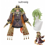 Collei Cosplay Kostiumas Anime Žaidimas  Žalias Perukas Sumeru Avidya Mi&scaron;kas Gandharva Ville Miela Loli Apranga Helovino Kostiumas XXXL-(Costume+Wig)