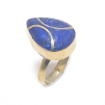 Natūralus Lapis Lazuli 925 sterlingas sidabrinis papuo&scaron;alų žiedas, reguliuojamo dydžio v3Z01
