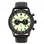 &bdquo;Citizen Eco-Drive&ldquo; chronografo odinis dirželis, visi&scaron;kai &scaron;viesus žalias ciferblatas CA4505-21X 100M vyri&scaron;kas laikrodis žalia