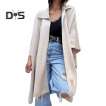 Rudens pavasario Moterų paltas netaisyklingas Hem laisvas atviras dygsnis Vienspalvis Dolmanas Rankovėmis Pončas Atverčiama apykakle megztinis Pažintys važinėjantis apsiaustas Striukė XL abrikosas