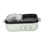 Shabu Pot and Griddle Electric Hotpot Small 2 in 1 Cooking Multifunctional for Garden Camping