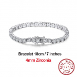 4 mm apvalaus kirpimo teniso apyrankė i&scaron; 925 sterlingų sidabro, padengta baltuoju auksu, moteri&scaron;ka, vyri&scaron;ka, apyrankės, bangle, papuo&scaron;alai, rankos grandinėlė Sb94