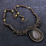 Rose Quartz Gemstone Handmade Copper Wire Wrap Jewelry Necklace 18 b0d34