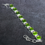 Peridoto brangakmenis rankų darbo 925 prabos sidabro apyrankė 7-8 W3C46