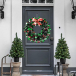 Dirbtinis kalėdinis vainikas, papuo&scaron;tas nuotraukomis, Kalėdų girlianda priekinių durų langui White Green Red