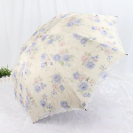 Nėriniai, juodi klijuoti skėtis nuo saulės Mažas &scaron;viežias dvigubo sluoksnio korėjieti&scaron;kas sulankstomas apsaugos nuo saulės nėrinių mergaičių dvejopo naudojimo saulės UV skaidrus skėtis