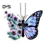 Butterfly raktų pakabukas, galinio vaizdo veidrodžio ornamentas Būkite ramūs ir žinokite, kad a&scaron; esu Dievas, akrilinis plok&scaron;čias automobilio rakto pakabukas A