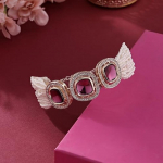 Violetinis daugiagrandžių Kundan akmenų ir karoliukų Choker karoliai Auskarų ir žiedo rinkinys moterims-