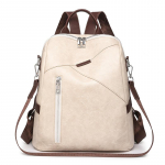 Moteri&scaron;ka kombinuota kuprinė, mink&scaron;tos odos kuprinė, didelės talpos, kelioninė kuprinė smėlis