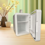 Mini &scaron;aldytuvas vėsinantis ir &scaron;ildantis mažas triuk&scaron;mas su LED makiažo veidrodžiu Mini odos priežiūros &scaron;aldytuvas kosmetiniam grožio makiažui Kelioninis miegamasis balta