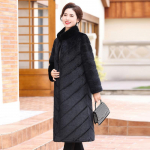 Vidutinio amžiaus ir pagyvenusių žmonių imitacija audinės kailio kailio motina žiema Naujas per didelis sustorėjęs vidutinio ilgio kailis, integruotas kailis 5XL