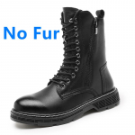 &Scaron;oniniu užtrauktuku auk&scaron;takulniai aulinukai vyrams, kasdienė avalynė, pankroko stiliaus odiniai aulinukai vyrams, žieminiai &scaron;ilti su kailiu, stilingi vyri&scaron;ki motociklininko aulinukai, didelis dydis 48