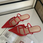 Mada Smailianosės &Scaron;lepetės Moterims Mados Siauros Juostelės Žemi Kulniukai Banketų Vakarėlių Batai Kniedės Moteri&scaron;ki &Scaron;lepetės Seksualūs Batai Moterims 35 raudona