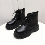 Madingi 2024 Balti Nauji Moteri&scaron;ki Ankle Boots Rudens Žiemos Platforma Užtrauktukas Moteri&scaron;ki Punk Batai Storas Padas Rai&scaron;teliai Koviniai Batai Moteri&scaron;ki Mujer 35 juoda