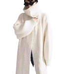 Mada Laisvas Moteri&scaron;kas Kardiganas Eleganti&scaron;kas Atvartas Sagos Didelio Dydžio Kardiganas Ruduo Žiema Nauji Vintažiniai Temperamentingi Megztiniai One  Size balta