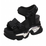 Mada 10CM Naujos Vasaros Plei&scaron;tiniai Sandalai Moterims Paplūdimio &Scaron;lepetės Auk&scaron;takulniai Sandalai Moterų Laisvalaikio Batai Platforminiai Stambūs Batai Sandalias Mujer 34 juoda