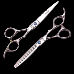 Kirpimo žirklės Profesionalus kirpėjų žirklių rinkinys Kirpėjo praktikai Kirpimui Tiesios Kirpimo dantukais žirklės tooth scissors sidabras