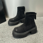 Prabangūs Kristaliniai Platforminiai Sniego Batai Ant Kulno Madingi Auk&scaron;takulniai Plush Batai Žiemos 2025 Tendencija &Scaron;ilti Goth Chelsea Storio Kulno Botas Mujer 35