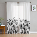 Futbolas Sportas Futbolas Permatomos užuolaidos svetainės dekoravimui Langų užuolaidos virtuvei Tiulis Voile Organza užuolaidos W135 x H115cm x1&Rod Pocket