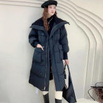 Moteri&scaron;ka rudeninė ir žieminė laisva striukė Vidutinė ir ilga auk&scaron;tos klasės striukė Balta antienos pūkinė stora pūkinė striukė XL balta