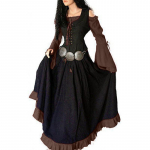 Viduramžių renesansinė moteri&scaron;ka suknelė netaisyklingomis ilgomis rankovėmis Cosplay Maxi suknelė XL