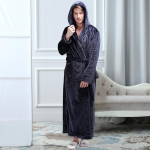 Vyri&scaron;kas didelio dydžio ilgas &scaron;iltas flanelinis chalatas žiemai su gobtuvu, koralinio vilnos chalatas, vyri&scaron;ki naktiniai drabužiai, moteri&scaron;kas chalatas, seksualūs chalatai L