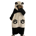 Suaugusiųjų Panda Cosplay Kostiumas Chalatas Viengubas Anime Pižama Helovinas Animacinis Pižama L black