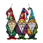Kalėdų akrilo saulės gaudyklė Spalvinga Kalėdų eglutės / Gnome lango pakabinama ornamento &scaron;viesos gaudyklė, skirta lauko balkono namų dekoravimui 20cm