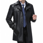 Odinė striukė vyrams rudenį ir žiemą naujo stiliaus avikailio striukė vidutinio amžiaus tėčiui vyri&scaron;ka kostiuminio stiliaus apykaklė ilga odinė vėjo nepraleidžianti striukė 190