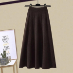 Rudens Žiemos Mezgimo Ilgi Sijonai Moterims Eleganti&scaron;kas Vienspalvis Auk&scaron;tu Liemeniu Sijonas Moteris &Scaron;ik Elastiniai Mink&scaron;ti Midi Sijonai Moterims 3XL