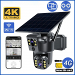 4G SIM kortelė Saulės dvigubas objektyvas / vaizdas 4K WIFI belaidė IP kamera PTZ lauko PIR aptikti sauga Naktinio matymo stebėjimas Only WiFi Camera