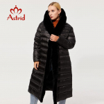 Paltas ZIAI 2024 Naujas Žieminis Moteri&scaron;kas Ilgas &Scaron;iltas Parkas Striukė su kailiniu gobtuvu Apykakle didelių dydžių moteri&scaron;ki drabužiai Dizainas AR-7518-X 3XL juoda