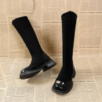 Platforminiai zom&scaron;iniai moteri&scaron;ki auk&scaron;takulniai batai, vidutinio auk&scaron;čio kulnas, prekės ženklo &scaron;ilti pliu&scaron;iniai batai moterims, 2024 m. žiemos tendencija, goti&scaron;ki auk&scaron;takulniai batai iki kelių, masyvūs, Botas Mujer 35