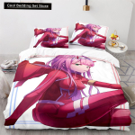 Darling In the Franxx Anime Antklodės Užvalkalų Rinkinys su Pagalvių Užvalkalais Poliesteris Paaugliams Vaikams Lovos Patalynės Rinkinys Pilno Queen King Dydžio Lova Patalynė EU single(135x200cm)