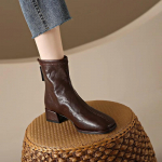 Prabangūs moteri&scaron;ki batai Auk&scaron;tos kokybės kvadratinio pir&scaron;to moteri&scaron;ki aulinukai Mada Vidutinio auk&scaron;čio kulnai Moteri&scaron;ki batai Briti&scaron;kas stilius Auk&scaron;čiau kelių batai 39 ruda