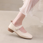 2024 Vasaros Eleganti&scaron;ki Moteri&scaron;ki Mary Jane Sandalai Retro Mink&scaron;tas Padas Žemas Kulnas Seklūs Suknelė Vakarėlis Biuras Sagtis Zapatos Mujer 40 smėlis