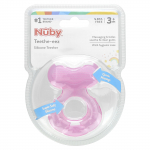 Nuby, Teethe-eez, silikoninis kramtukas, 3 mėnesių ar daugiau, rožinis, 2 dalių rinkinys