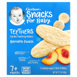 Gerber, Tidus, Mink&scaron;ti kramtukai, 7+ mėnesių, Bananų ir persikų skonio, 12 pakuočių, po 2 kramtukus kiekvienoje